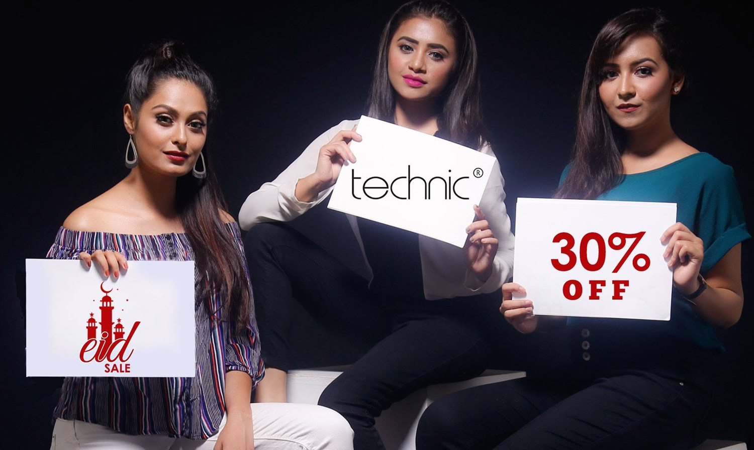 TheMallBD Eid sale creative with three models holding signs